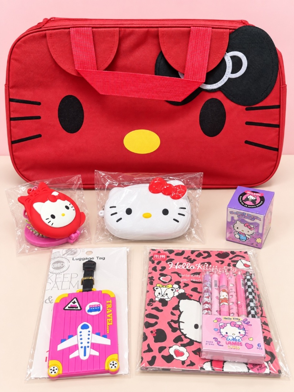 Hello Kitty Kids Travel Bundle with Surprise Pink or Red Hello Kitty Bag - Picture 2 of 2